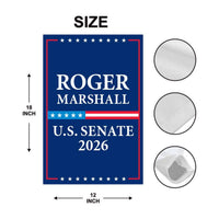 Roger Marshall For Kansas Senate 2026 Garden Flag, Double Sided, 2026 Senate Flag, Elections Flag, Republican, Race Red White & Blue Flag
