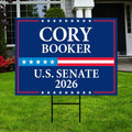 Cory Booker For New Jersey Senate 2026 Yard Sign, Corrugated Plastic Senate Elections, Race Red White & Blue Yard Sign with Metal H-Stake