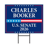 Charles Booker For Kentucky Senate 2026 Yard Sign, Corrugated Plastic Senate Elections, Race Red White & Blue Yard Sign with Metal H-Stake