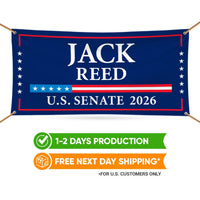Jack Reed For Rhode Island U.S. Senate Banner Sign, 13 oz Waterproof US Senate Election 2026, Democratic Vinyl Banner With Metal Grommets