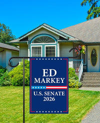 Ed Markey For Massachusetts Senate 2026 Garden Flag, Double Sided, 2026 Senate Flag, Elections Flag, Anti-Trump, Race Red White & Blue Flag