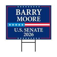 Barry Moore For Alabama Senate 2026 Yard Sign, Corrugated Plastic Senate Elections, Race Red White & Blue Yard Sign with Metal H-Stake