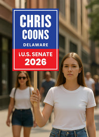 Chris Coons For Delaware Senate 2026 Election Sign, Anti-Trump, Political Campaign Sign, Senate Election 2026 Race Poster Sign
