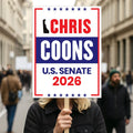 Chris Coons For Delaware Senate 2026 Election Sign, Anti-Trump, Political Campaign Sign, Senate Election 2026 Race Poster Sign