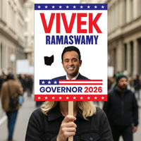 Vivek Ramaswamy For Ohio Governor 2026 Election Sign, Political Campaign Sign, Republican party, Governor Election 2026 Race Poster Sign