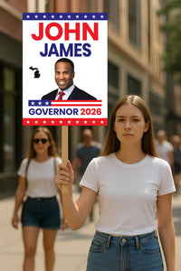 John James For Michigan Governor 2026 Election Sign, Political Campaign Sign, Republican party, Governor Election 2026 Race Poster Sign