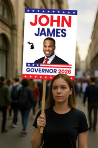 John James For Michigan Governor 2026 Election Sign, Political Campaign Sign, Republican party, Governor Election 2026 Race Poster Sign