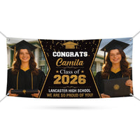 Photo Graduation Banner, Custom Personalized Congrats Decor, Class of 2026, Graduation 2026, School Vinyl Banner with Name Photo