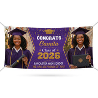 Photo Graduation Banner, Custom Personalized Congrats Decor, Class of 2026, Graduation 2026, School Vinyl Banner with Name Photo