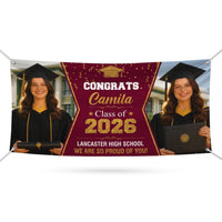 Photo Graduation Banner, Custom Personalized Congrats Decor, Class of 2026, Graduation 2026, School Vinyl Banner with Name Photo
