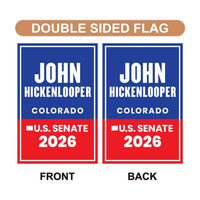 John Hickenlooper For Colorado Senate 2026 Garden Flag, Double Sided, 2026 Senate Flag, Elections Flag, Race Red White & Blue Flag