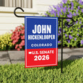 John Hickenlooper For Colorado Senate 2026 Garden Flag, Double Sided, 2026 Senate Flag, Elections Flag, Race Red White & Blue Flag