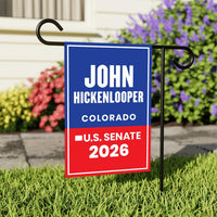 John Hickenlooper For Colorado Senate 2026 Garden Flag, Double Sided, 2026 Senate Flag, Elections Flag, Race Red White & Blue Flag