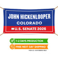 John Hickenlooper For Colorado U.S. Senate Banner Sign, 13 oz Waterproof US Senate Election 2026, Democrate Vinyl Banner With Metal Grommets