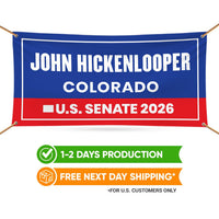 John Hickenlooper For Colorado U.S. Senate Banner Sign, 13 oz Waterproof US Senate Election 2026, Democrate Vinyl Banner With Metal Grommets