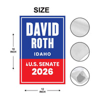 David Roth For Idaho Senate 2026 Garden Flag, Double Sided, 2026 Senate Flag, Elections Flag, Anti-Trump Sign, Race Red White & Blue Flag