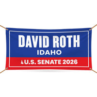 David Roth For Idaho U.S. Senate Banner Sign, 13 oz Waterproof US Senate Election 2026, Democratic Party Vinyl Banner With Metal Grommets