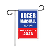 Roger Marshall For Kansas Senate 2026 Garden Flag, Double Sided, 2026 Senate Flag, Elections Flag, Republican, Race Red White & Blue Flag