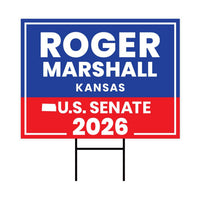Roger Marshall For Kansas Senate 2026 Yard Sign, Corrugated Plastic Senate Elections, Race Red White & Blue Yard Sign with Metal H-Stake