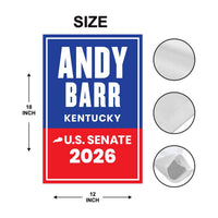 Andy Barr For Kentucky Senate 2026 Garden Flag, Double Sided, 2026 Senate Flag, Elections Flag, Race Red White & Blue Flag