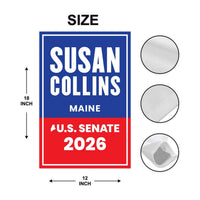 Susan Collins For Maine Senate 2026 Garden Flag, Double Sided, 2026 Senate Flag, Elections Flag, Race Red White & Blue Flag