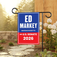 Ed Markey For Massachusetts Senate 2026 Garden Flag, Double Sided, 2026 Senate Flag, Elections Flag, Anti-Trump, Race Red White & Blue Flag