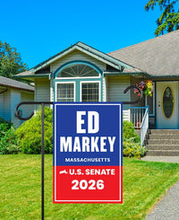 Ed Markey For Massachusetts Senate 2026 Garden Flag, Double Sided, 2026 Senate Flag, Elections Flag, Anti-Trump, Race Red White & Blue Flag