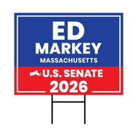 Ed Markey For Massachusetts Senate 2026 Yard Sign, Corrugated Plastic Senate Elections, Race Red White & Blue Yard Sign with Metal H-Stake