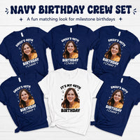 Custom Birthday Photo Shirt, Personalized Birthday Crew Shirt, 40th Birthday Shirt, Family Party Tee, Matching Birthday Gift for Women Gifts