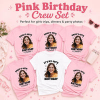 Custom Birthday Photo Shirt, Personalized Birthday Crew Shirt, 40th Birthday Shirt, Family Party Tee, Matching Birthday Gift for Women Gifts
