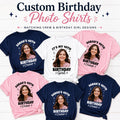 Custom Birthday Photo Shirt, Personalized Birthday Crew Shirt, 40th Birthday Shirt, Family Party Tee, Matching Birthday Gift for Women Gifts