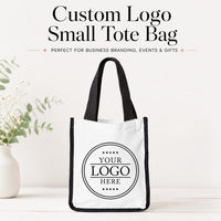 Custom Logo Small Tote Bag, Personalized Business Logo Bag, Sublimation Mini Tote, Branded Gift Bag, Trade Show Favor Tote Bag