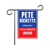 Pete Ricketts For Nebraska Senate 2026 Garden Flag, Double Sided, 2026 Senate Flag, Elections Flag, Republican, Race Red White & Blue Flag
