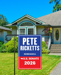 Pete Ricketts For Nebraska Senate 2026 Garden Flag, Double Sided, 2026 Senate Flag, Elections Flag, Republican, Race Red White & Blue Flag