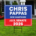 Chris Pappas For New Hampshire Senate 2026 Yard Sign, Corrugated Senate Elections, Race Red White & Blue Yard Sign with Metal H-Stake