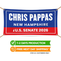 Chris Pappas For New Hampshire U.S. Senate Banner Sign, 13 oz Waterproof US Senate Election 2026, Senate Vinyl Banner With Metal Grommets