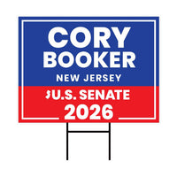 Cory Booker For New Jersey Senate 2026 Yard Sign, Corrugated Plastic Senate Elections, Race Red White & Blue Yard Sign with Metal H-Stake