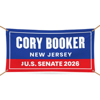 Cory Booker For New Jersey U.S. Senate Banner Sign, 13 oz Waterproof US Senate Election 2026, Democratic Vinyl Banner With Metal Grommets
