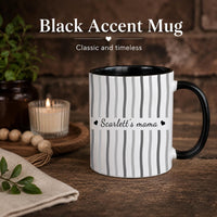 Personalized Mama Mug, Custom Name Coffee Mug, Striped Ceramic Mug, 11oz 15oz Accent Mug, Mom Grandma Gift, Custom Mama Cup for Her Gift Mug