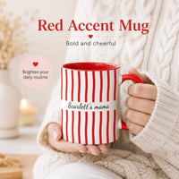 Personalized Mama Mug, Custom Name Coffee Mug, Striped Ceramic Mug, 11oz 15oz Accent Mug, Mom Grandma Gift, Custom Mama Cup for Her Gift Mug