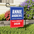 Annie Andrews For South Carolina Senate 2026 Garden Flag, Double Sided, 2026 Senate Flag, Elections Flag, Race Red White & Blue Flag
