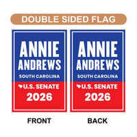 Annie Andrews For South Carolina Senate 2026 Garden Flag, Double Sided, 2026 Senate Flag, Elections Flag, Race Red White & Blue Flag