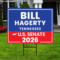 Bill Hagerty For Tennessee Senate 2026 Yard Sign, Corrugated Plastic Senate Elections, Race Red White & Blue Yard Sign with Metal H-Stake