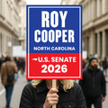 Roy Cooper For North Carolina Senate 2026 Election Sign, Anti-Trump, Political Campaign Sign, Senate Election 2026 Race Poster Sign