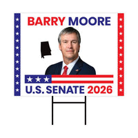 Barry Moore For Alabama Senate 2026 Yard Sign, Corrugated Plastic Senate Elections, Race Red White & Blue Yard Sign with Metal H-Stake