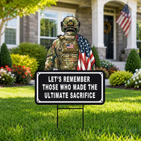 Memorial Day Veteran Yard Sign, Patriotic Outdoor Decorations, Let’s Remember Ultimate Sacrifice Lawn Sign, Military Memorial Yard Decor