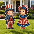 4th of July Decorations Outdoor, Patriotic Boy Girl Yard Signs with Stakes, America 250 Anniversary Cutout Lawn Decor, Independence Day