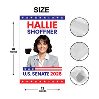 Hallie Shoffner For Arkansas Senate 2026 Garden Flag, Double Sided, 2026 Senate Flag, Elections Flag, Race Red White & Blue Flag