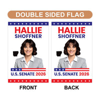 Hallie Shoffner For Arkansas Senate 2026 Garden Flag, Double Sided, 2026 Senate Flag, Elections Flag, Race Red White & Blue Flag