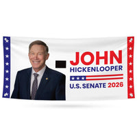 John Hickenlooper For Colorado U.S. Senate Banner Sign, 13 oz Waterproof US Senate Election 2026, Democrate Vinyl Banner With Metal Grommets